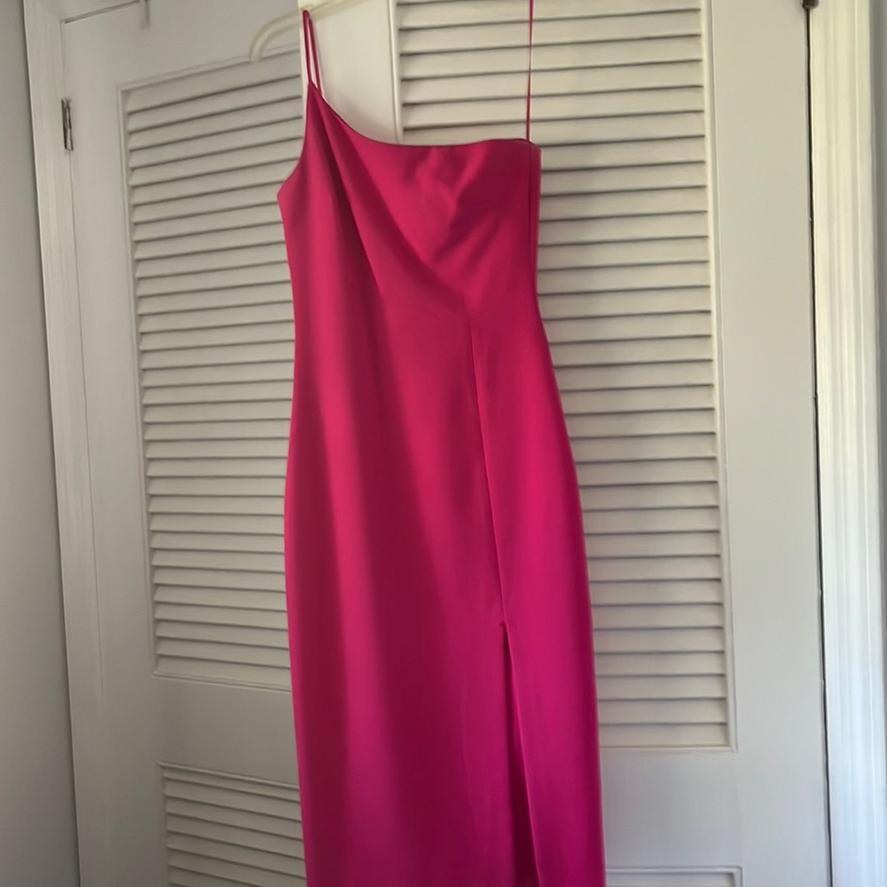 Pink one shoulder cocktail dress